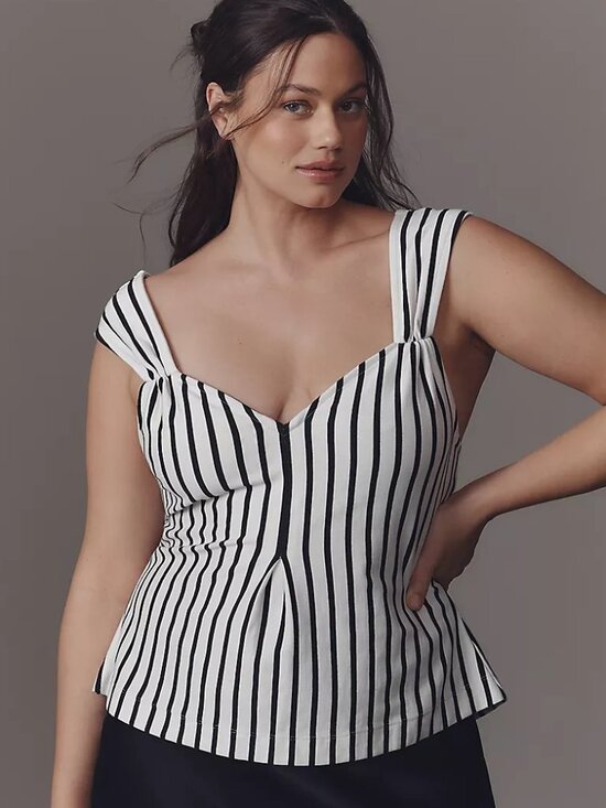 Anthropologie Tops - Anthropologie Maeve V-Neck Fit-and-Flare Striped Tank Size XL